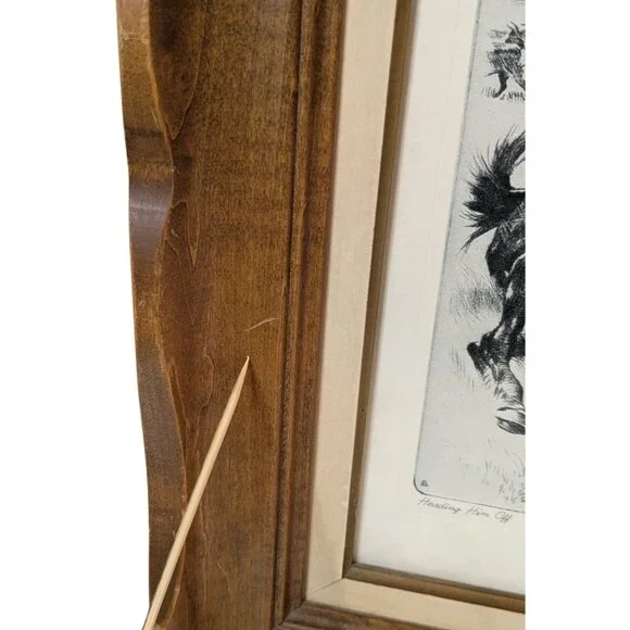 Framed Cowboy Art Print "Heading Them Off" By R.H. Palenske Wood Frame - Picture 9 of 16